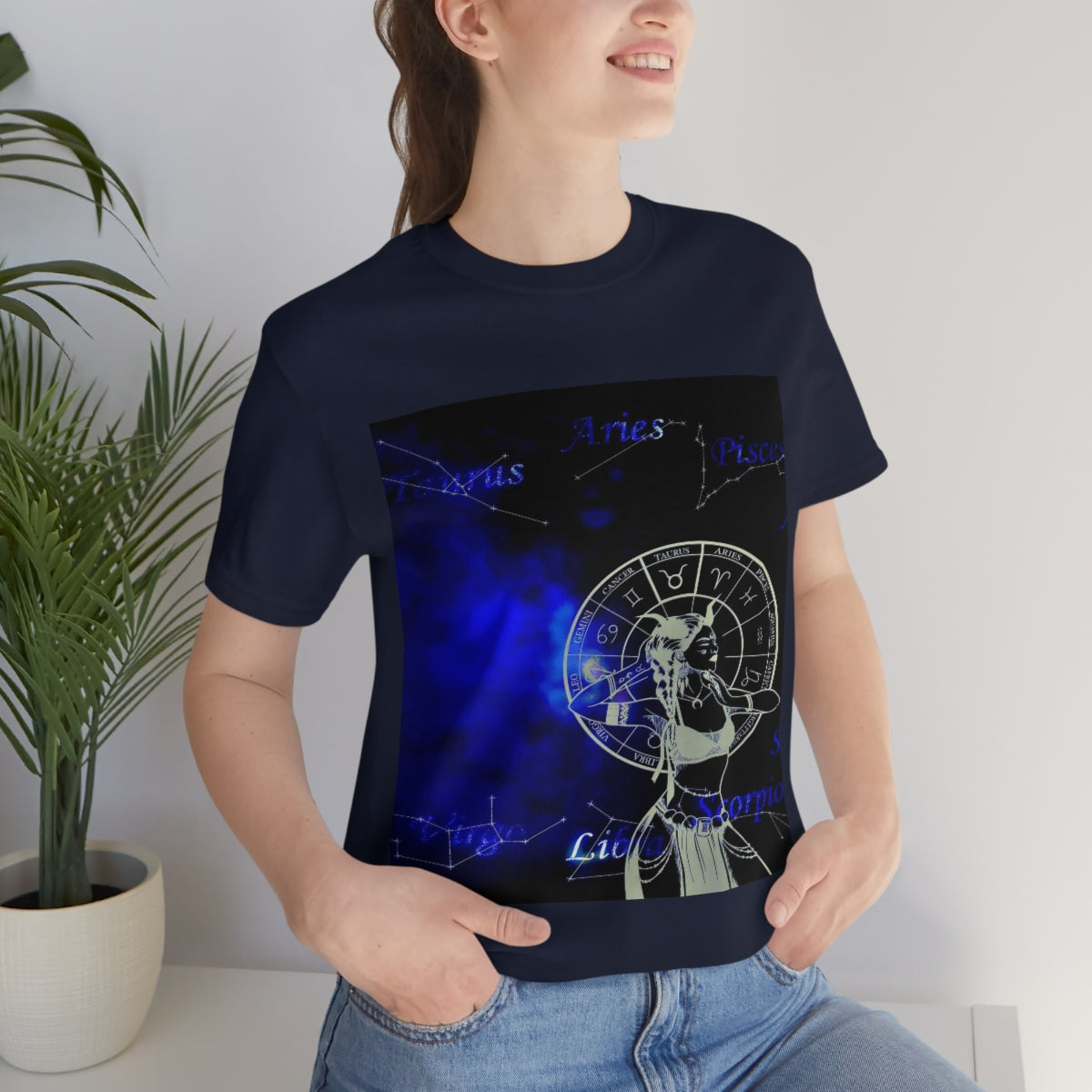 Taurus Woman Crew Neck Graphic Tee Astrology Zodiac Celestial Short Sleeve Tee
