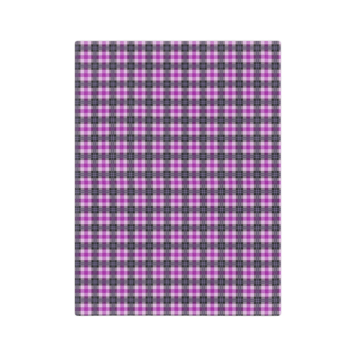 Purple Plaid Throw Blanket, Fleece Blanket, Minky Blanket Adult, Velveteen, Cute Plush Blanket