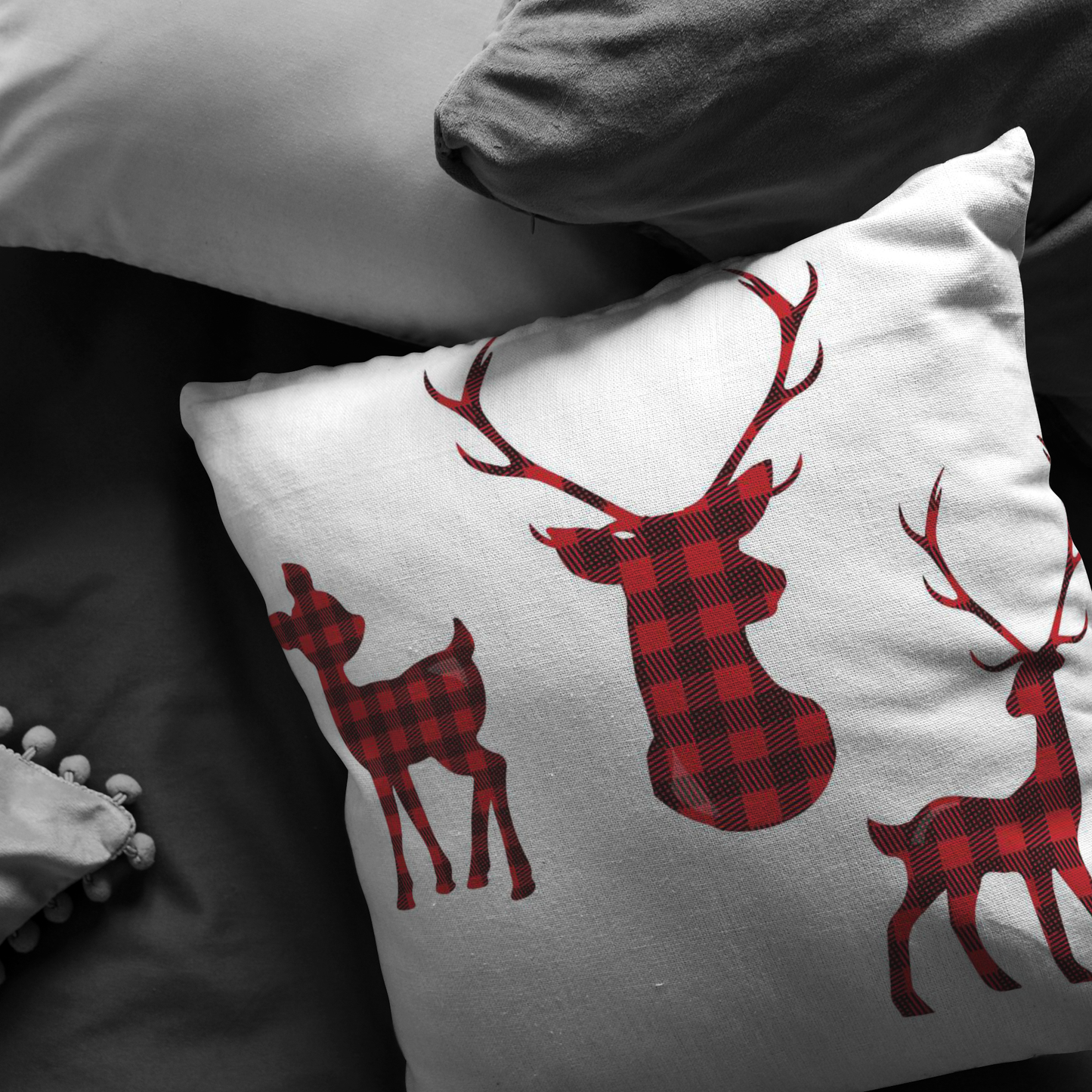 Buffalo Plaid Throw Pillow Throw Pillow Cover Dear Family Pillow Holiday Decorative Pillow Home Decor