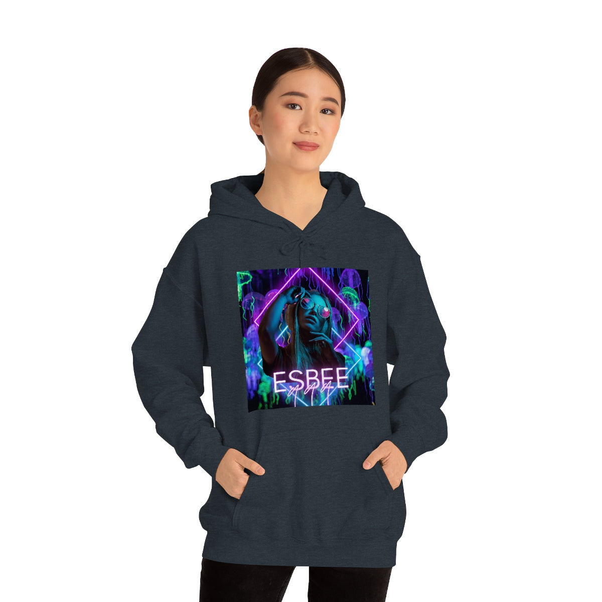 Surreal Graphic Hoodie Retro Y2k Holographic Neon Hoodie Sweatshirt 90's Trendy
