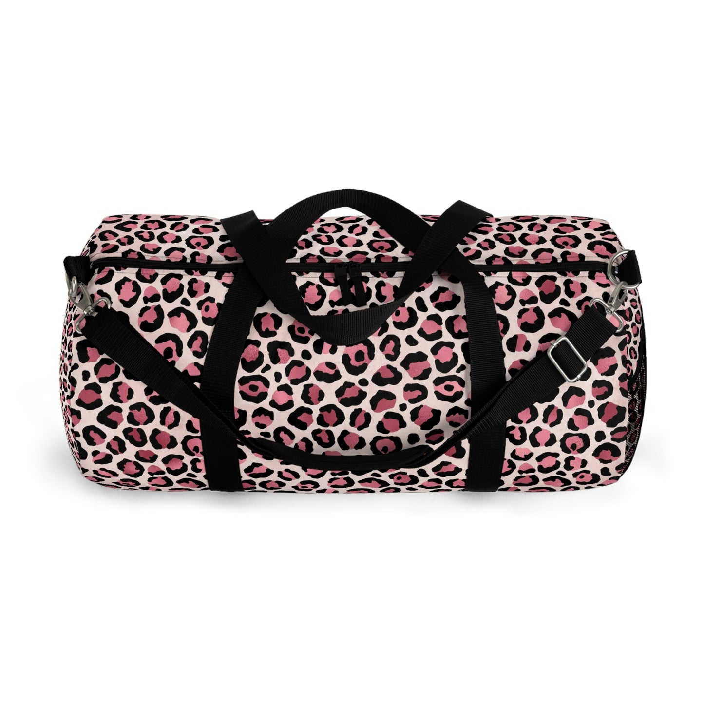 Pink Leopard Print Duffle Bag, Weekender Duffle Bag, Carry-on Travel Overnight Canvas Duffel Bag