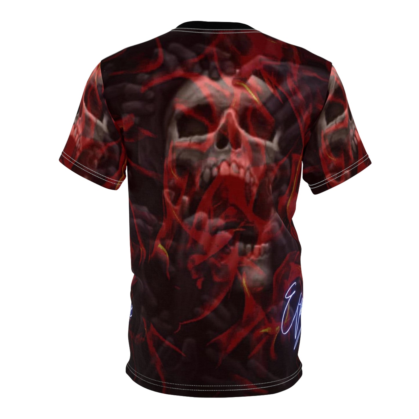 Skeleton Skull Shirt, Goth Clothing Streetwear, Plus Size T-Shirt, Unisex AOP Short Sleeve Tee