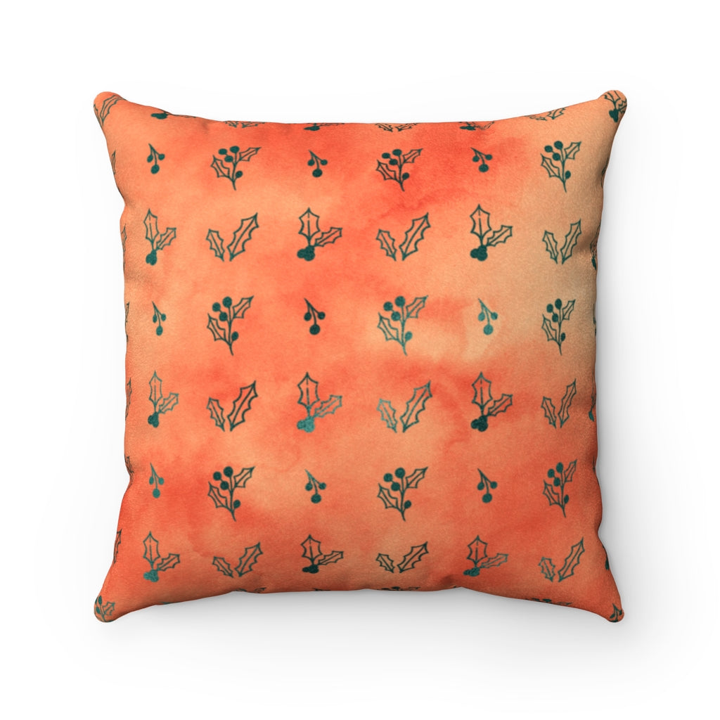 Fall Throw Pillow Faux Suede Christmas Holiday Print Fun Throw Pillow