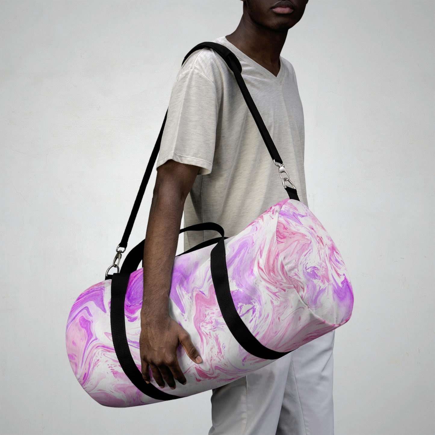 Pink Tie Dye Duffle Bag, Weekender Duffle Bag, Carry-on Travel Overnight Canvas Duffel Bag