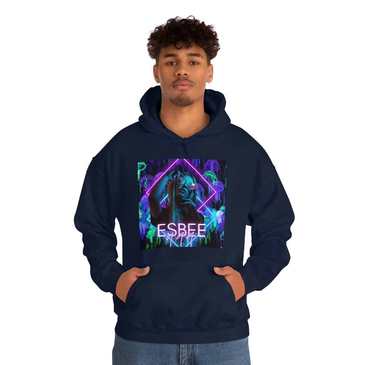 Surreal Graphic Hoodie Retro Y2k Holographic Neon Hoodie Sweatshirt 90's Trendy