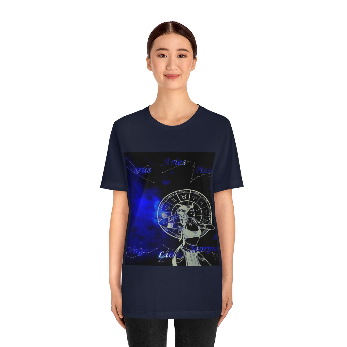 Taurus Woman Crew Neck Graphic Tee Astrology Zodiac Celestial Short Sleeve Tee