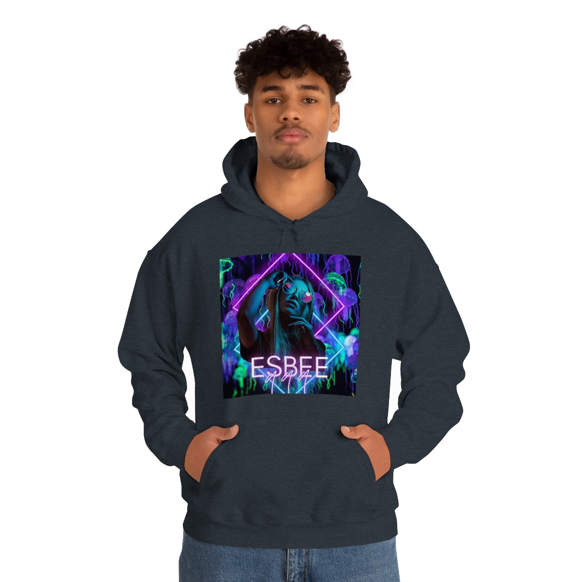 Surreal Graphic Hoodie Retro Y2k Holographic Neon Hoodie Sweatshirt 90's Trendy