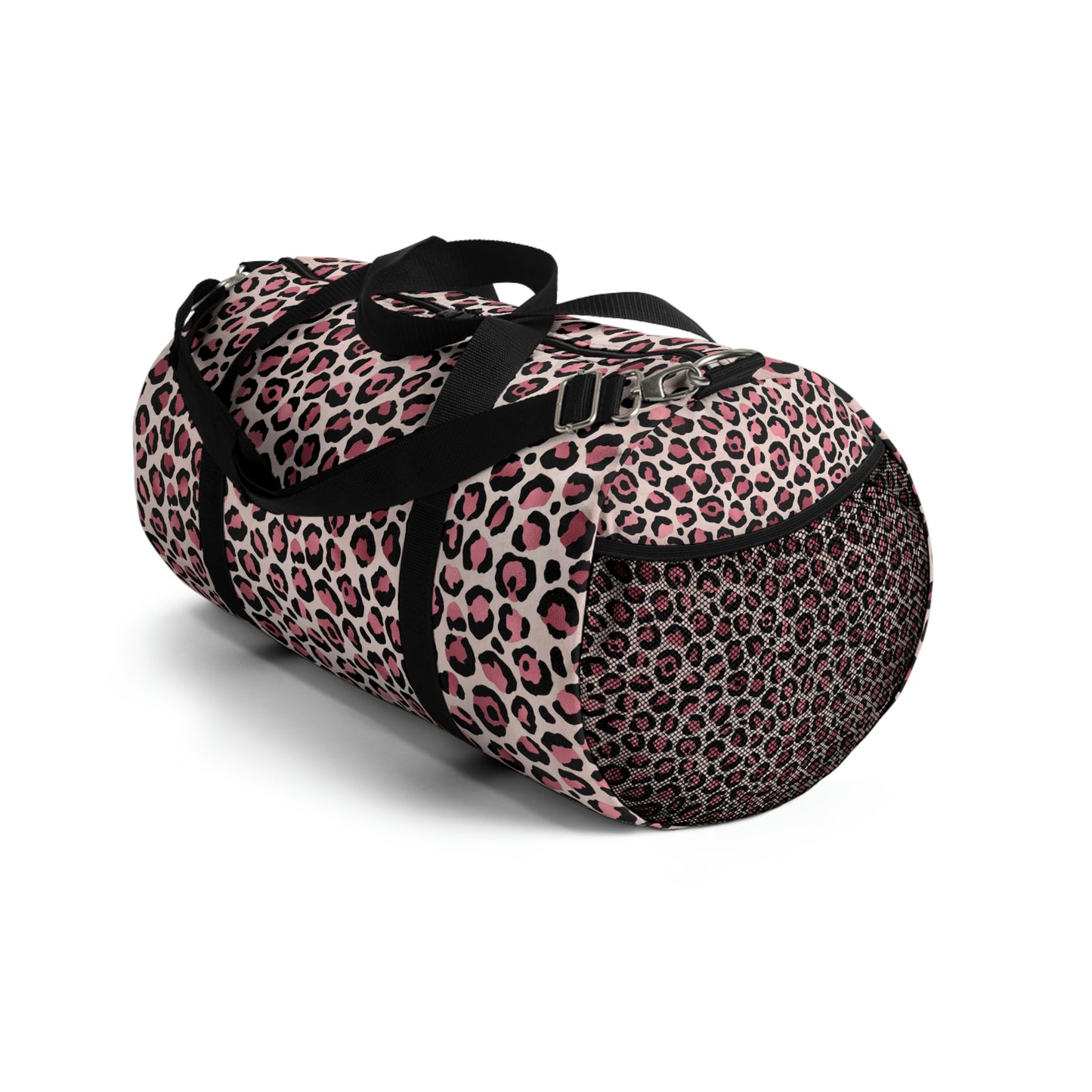 Pink Leopard Print Duffle Bag, Weekender Duffle Bag, Carry-on Travel Overnight Canvas Duffel Bag