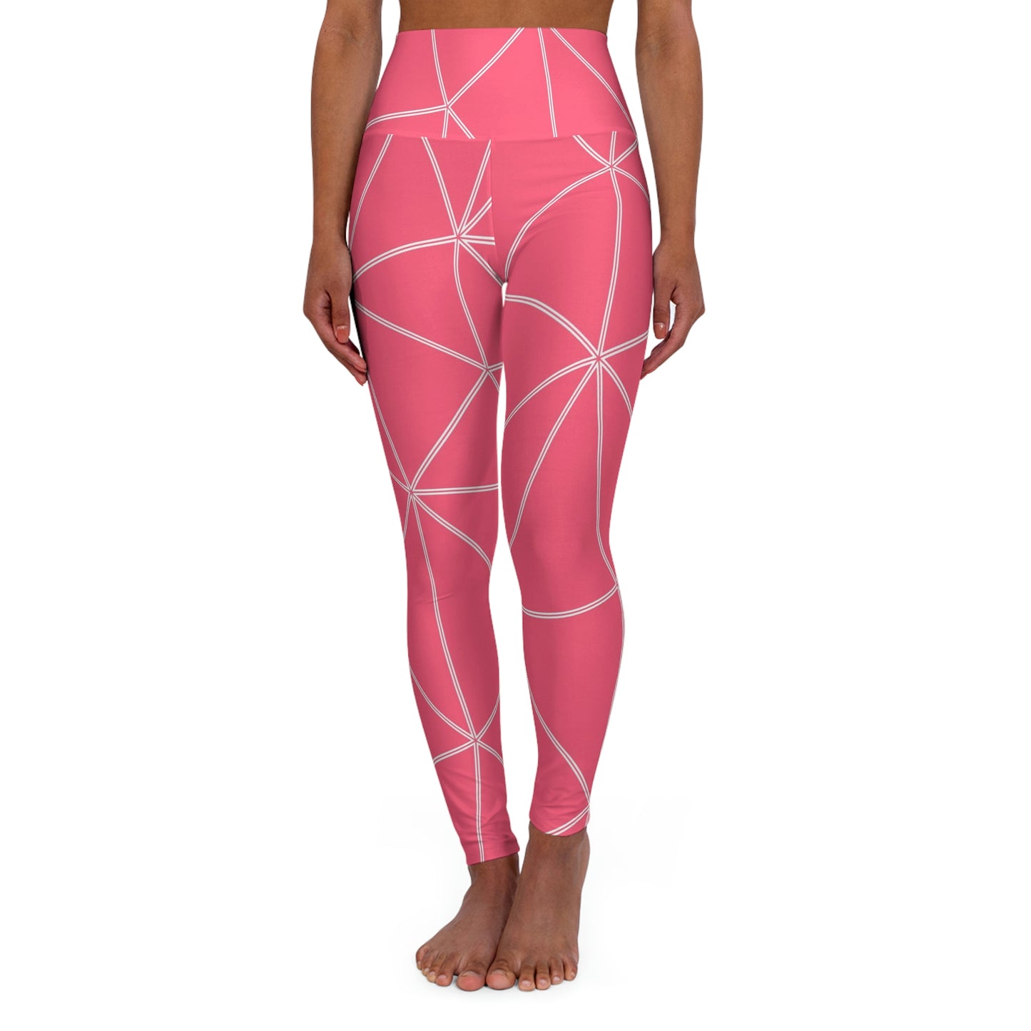 Women's Pink High Waisted Yoga Leggings,  Workout Sportswear Plus Size Trendy Leggings