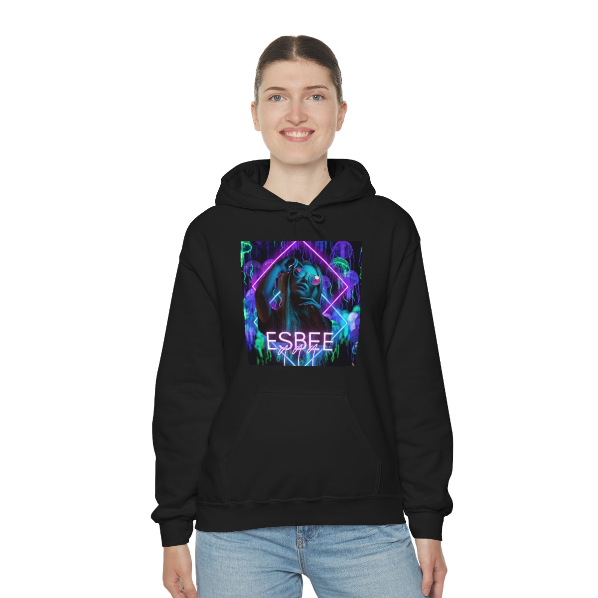 Surreal Graphic Hoodie Retro Y2k Holographic Neon Hoodie Sweatshirt 90's Trendy