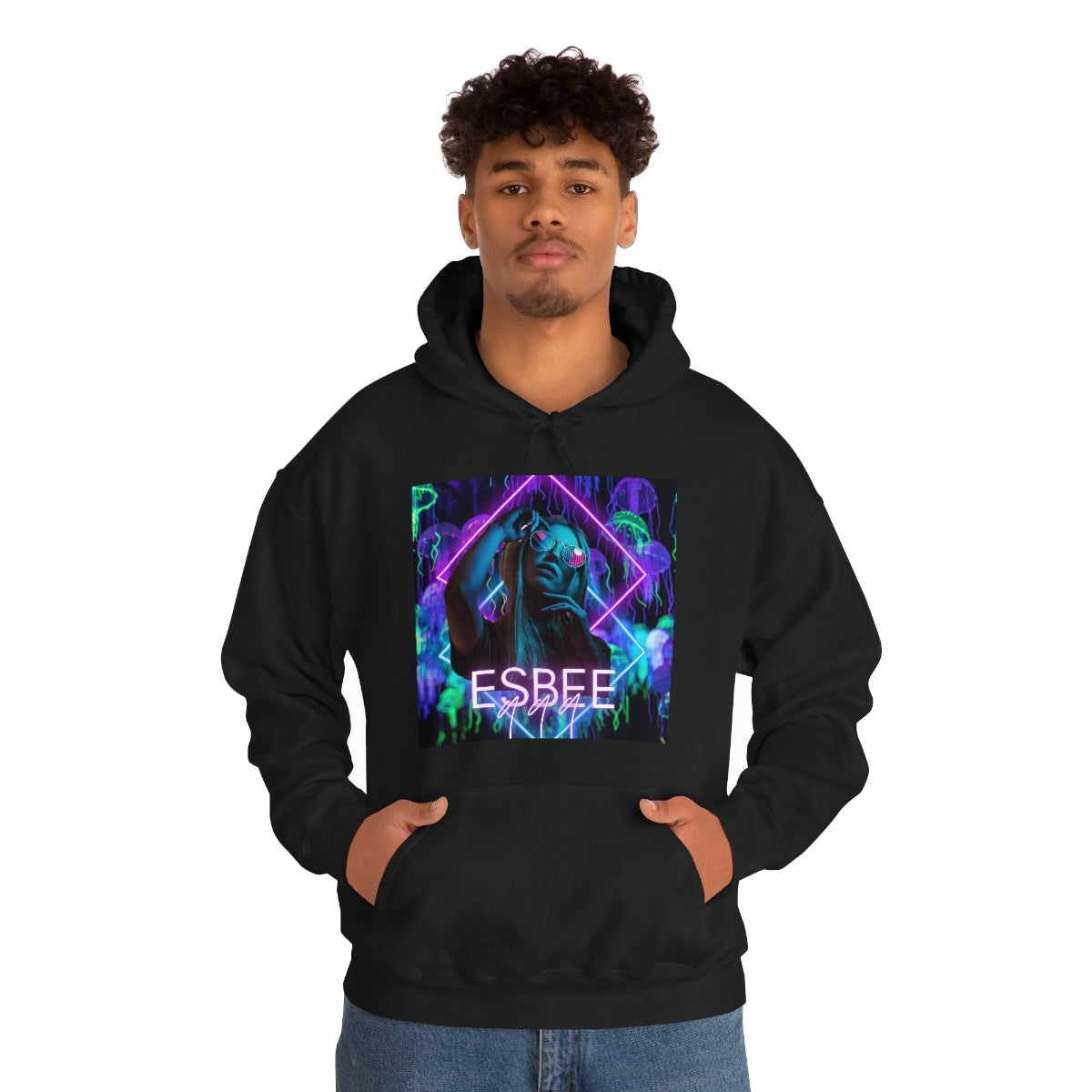 Surreal Graphic Hoodie Retro Y2k Holographic Neon Hoodie Sweatshirt 90's Trendy