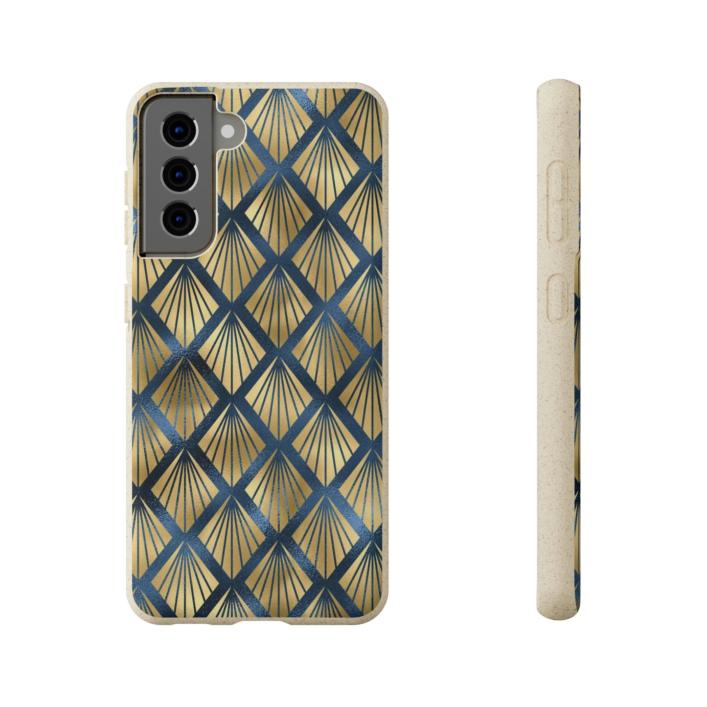 Blue and Gold Eco-Friendly Biodegradable Phone Case: Protect Your Device & the Planet"