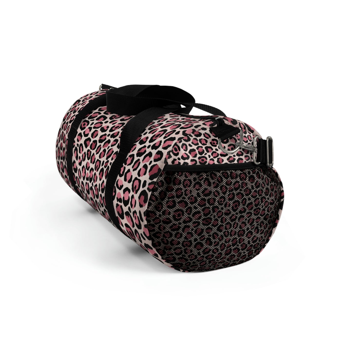 Pink Leopard Print Duffle Bag, Weekender Duffle Bag, Carry-on Travel Overnight Canvas Duffel Bag