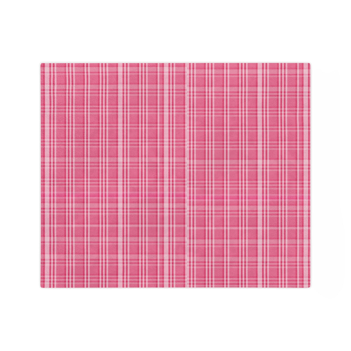 Pink Plaid Minky Throw Blanket Adult, Fleece Velveteen Blanket, Cute Plush