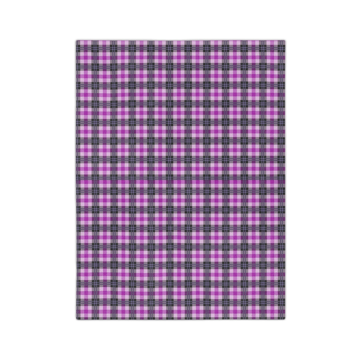Purple Plaid Throw Blanket, Fleece Blanket, Minky Blanket Adult, Velveteen, Cute Plush Blanket