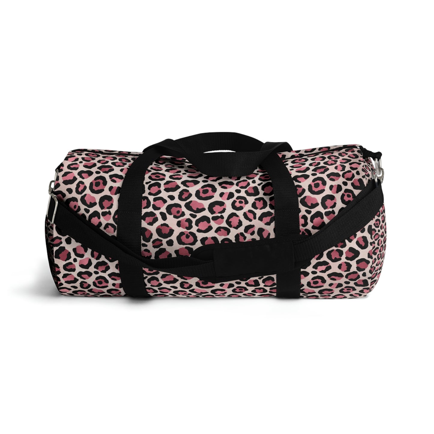 Pink Leopard Print Duffle Bag, Weekender Duffle Bag, Carry-on Travel Overnight Canvas Duffel Bag