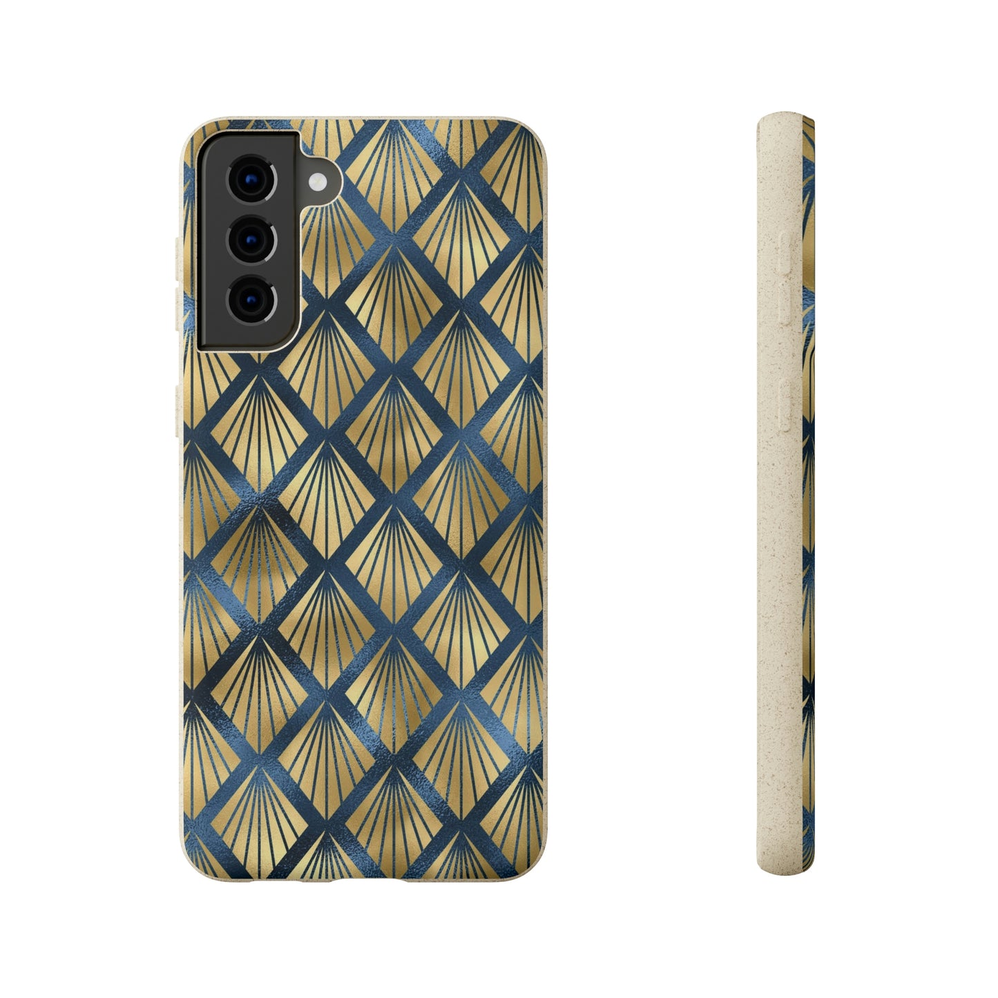 Blue and Gold Eco-Friendly Biodegradable Phone Case: Protect Your Device & the Planet"