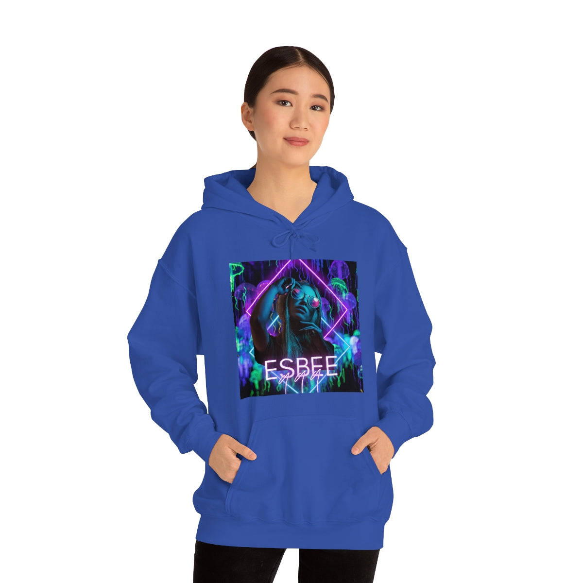 Surreal Graphic Hoodie Retro Y2k Holographic Neon Hoodie Sweatshirt 90's Trendy