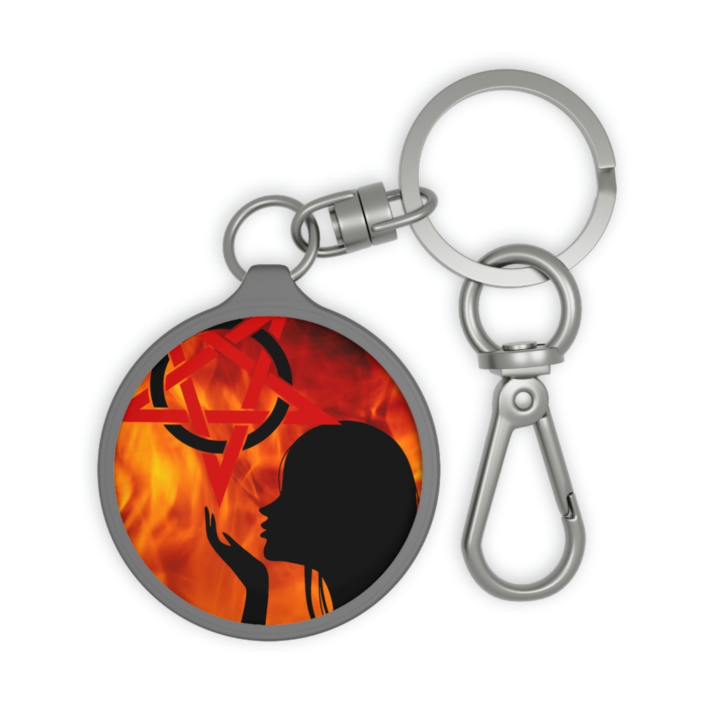 Witch Pentagram Keyring, Goth Witchy Wiccan Paganism Gifts for Her
