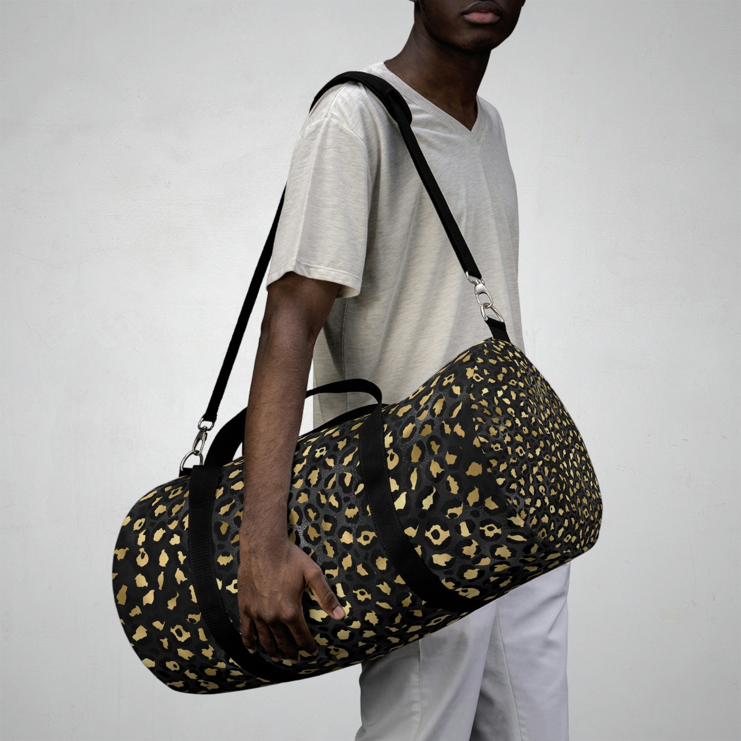 Leopard Print Duffle Bag, Weekender Duffle Bag, Carry-on Travel Overnight Canvas Duffel Bag