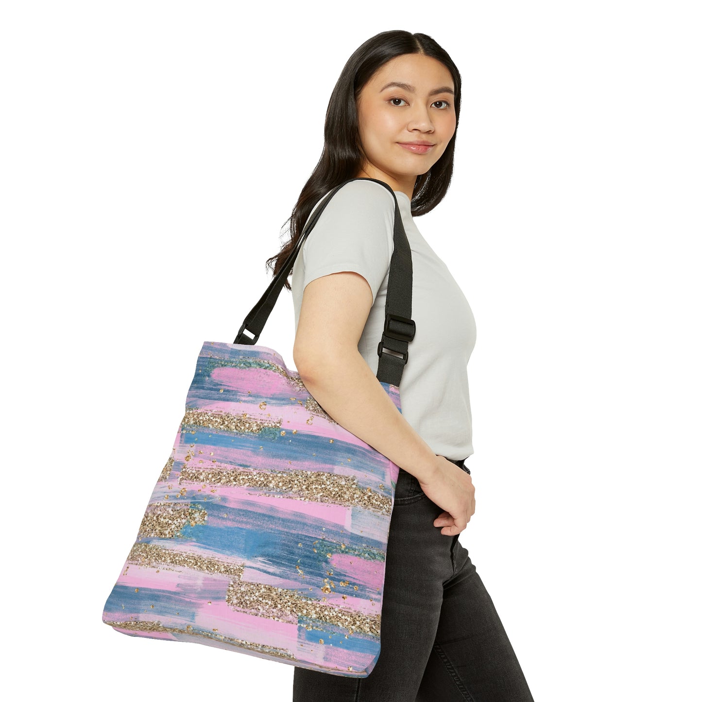 Glitter Weekender Bag for Women, Glitter Tote Bag, Adjustable Zippered Tote Bag With Pockets, Tote Bag Canvas