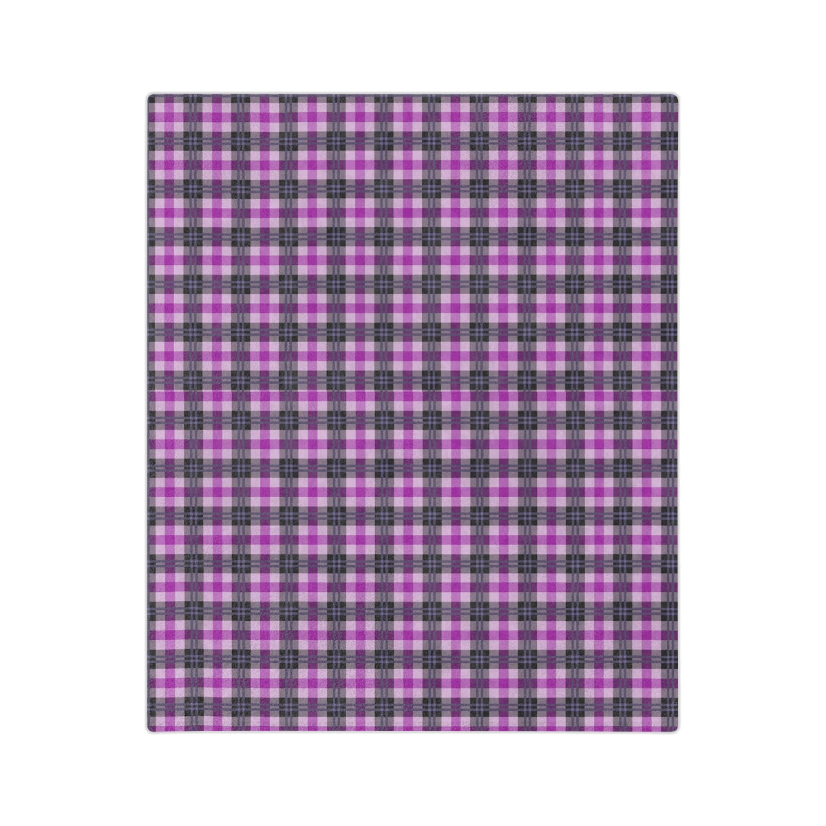 Purple Plaid Throw Blanket, Fleece Blanket, Minky Blanket Adult, Velveteen, Cute Plush Blanket