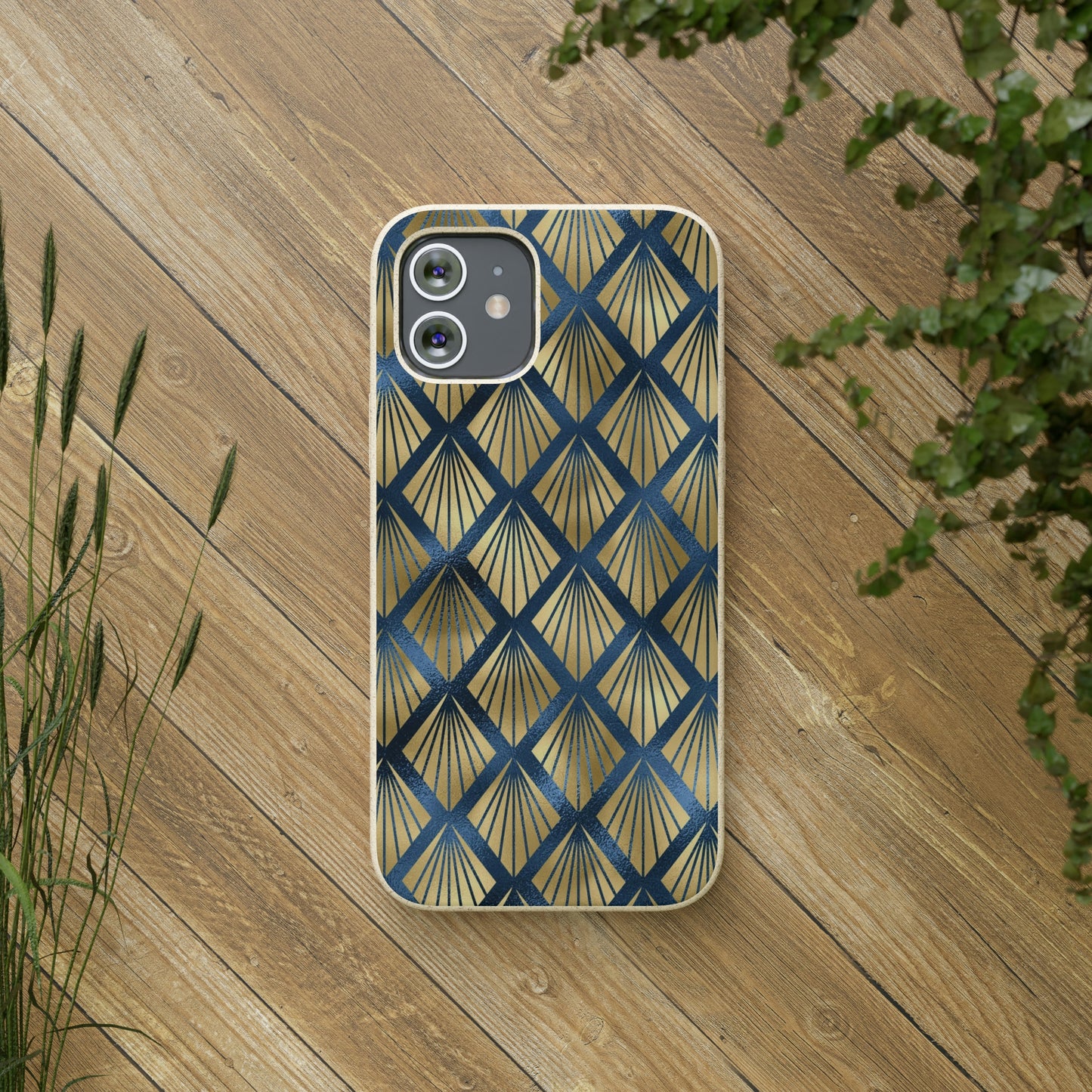 Blue and Gold Eco-Friendly Biodegradable Phone Case: Protect Your Device & the Planet"