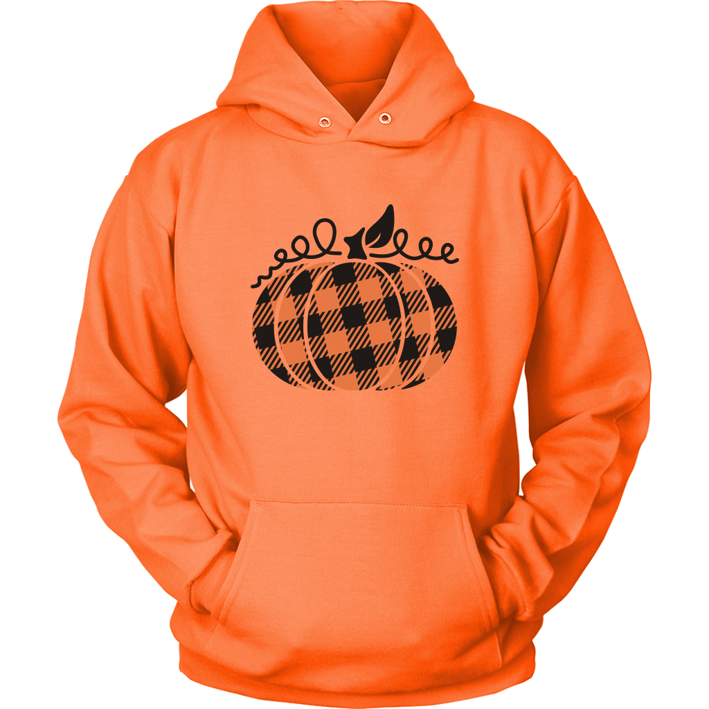 Fall Hoodie For Women, Bufalo Check Pumpkin, Fall Clothing, Winter Hoodie, Custom Hoodie