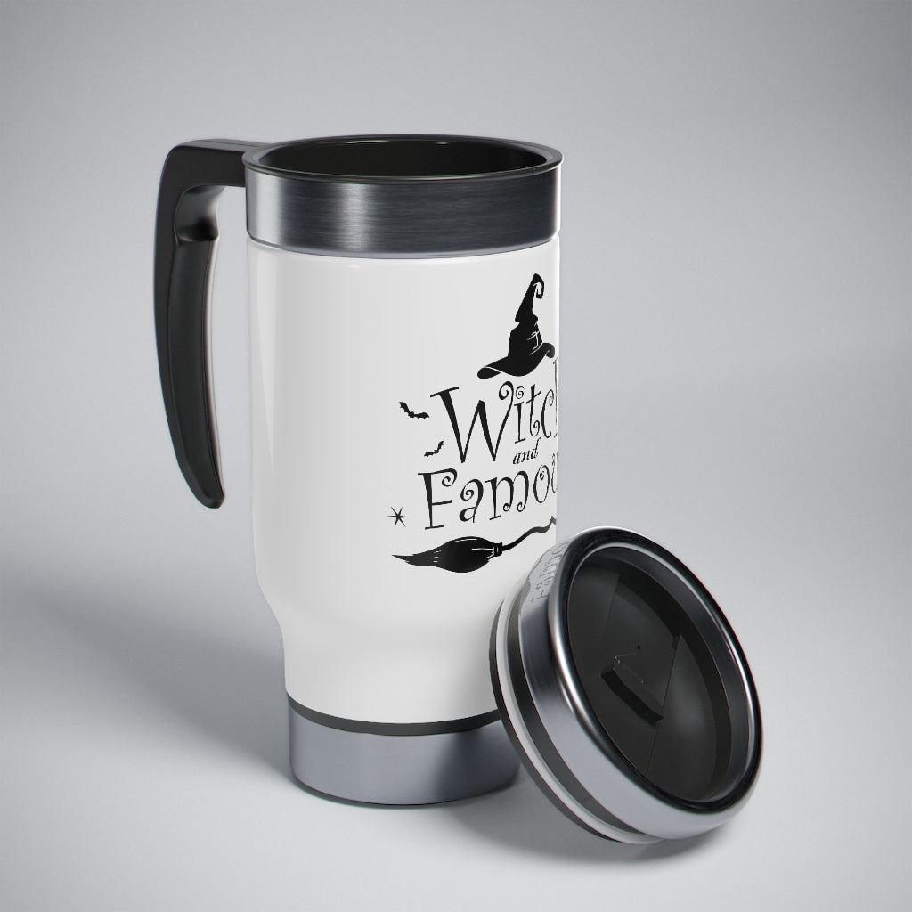 Witch Travel Mug With Handle, Halloween Witch Funny Fall Tumbler Cup, Sublimation Stainless Steel Insulated Mug 14oz