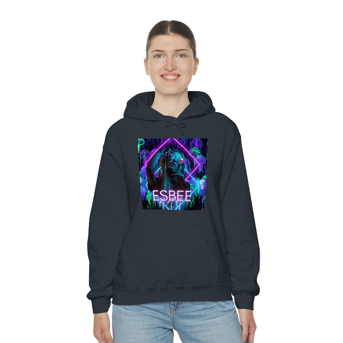Surreal Graphic Hoodie Retro Y2k Holographic Neon Hoodie Sweatshirt 90's Trendy