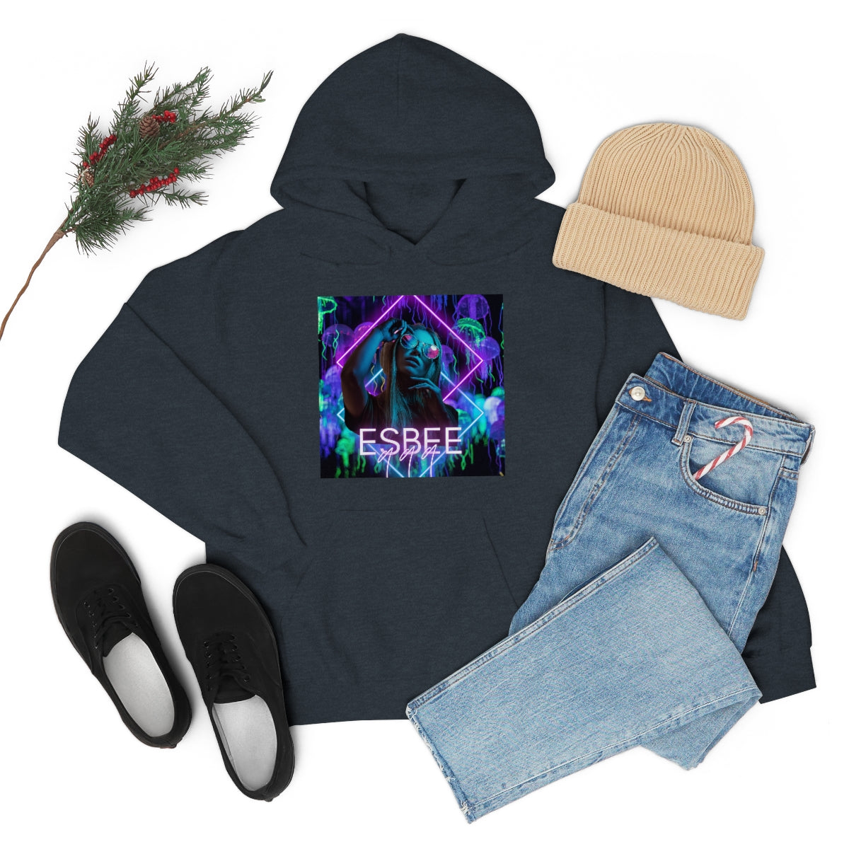 Surreal Graphic Hoodie Retro Y2k Holographic Neon Hoodie Sweatshirt 90's Trendy