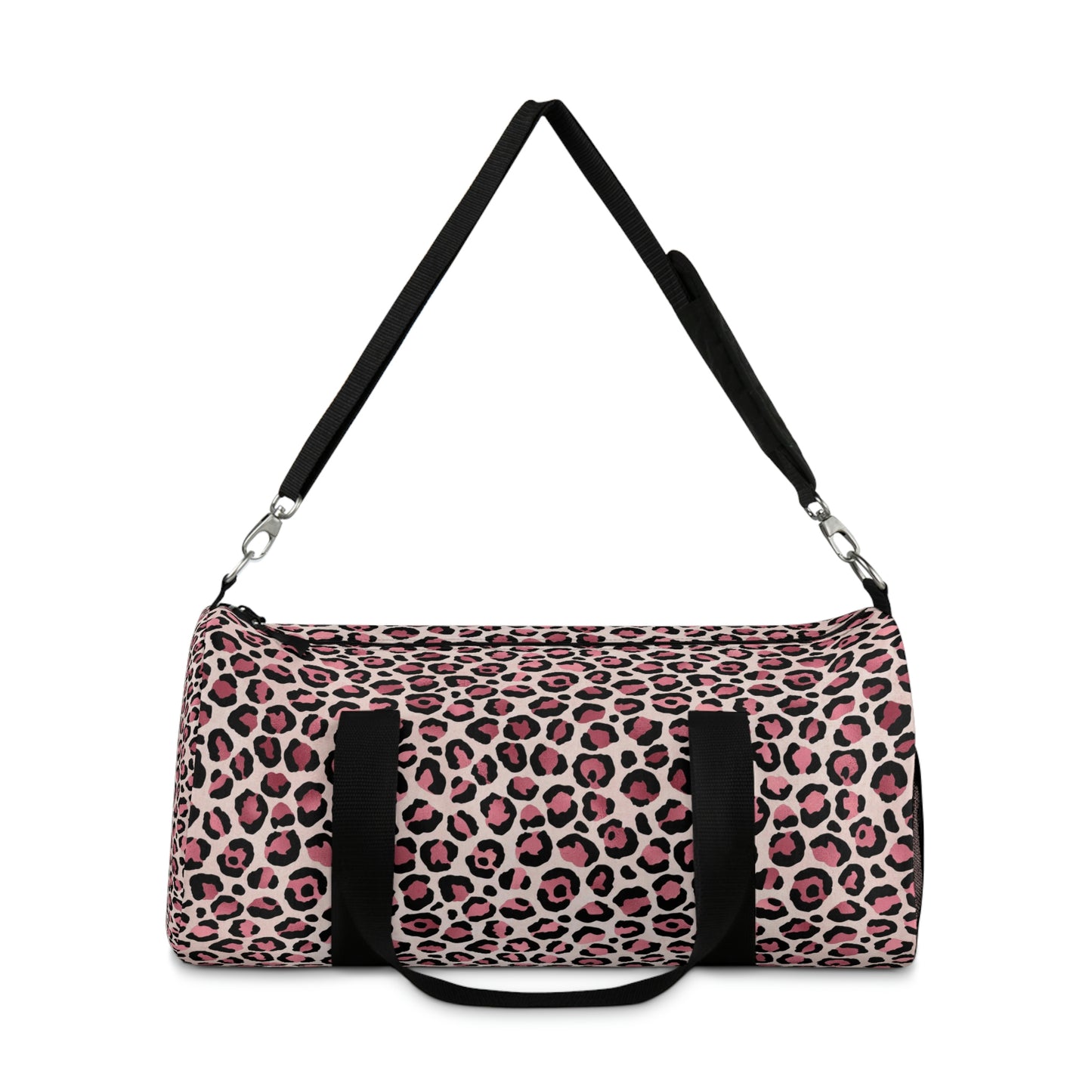 Pink Leopard Print Duffle Bag, Weekender Duffle Bag, Carry-on Travel Overnight Canvas Duffel Bag