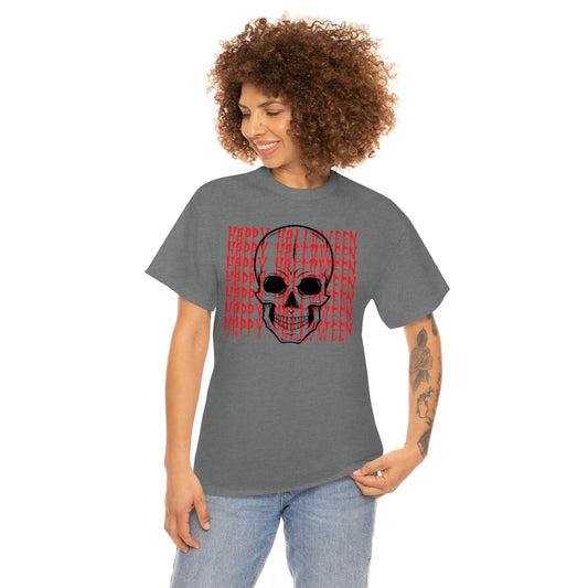 Happy Halloween Shirt, Skeleton Skull, Crewneck Graphic Tee, Goth, Cute Spooky