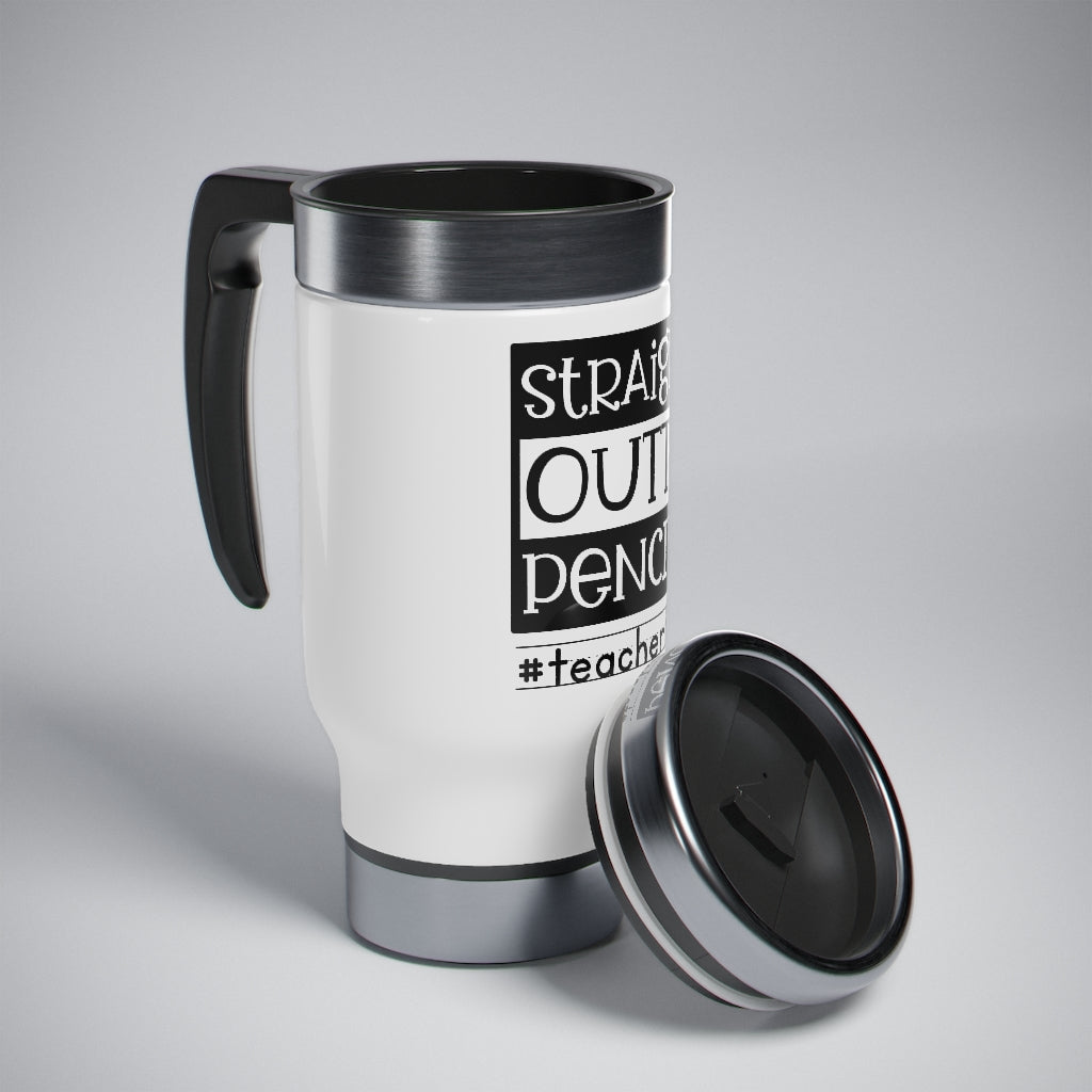 Teacher Travel Mug With Handle, Teacher Tumbler Cup, Teacher Life, Sublimation Stainless Steel Insulated Mug 14oz
