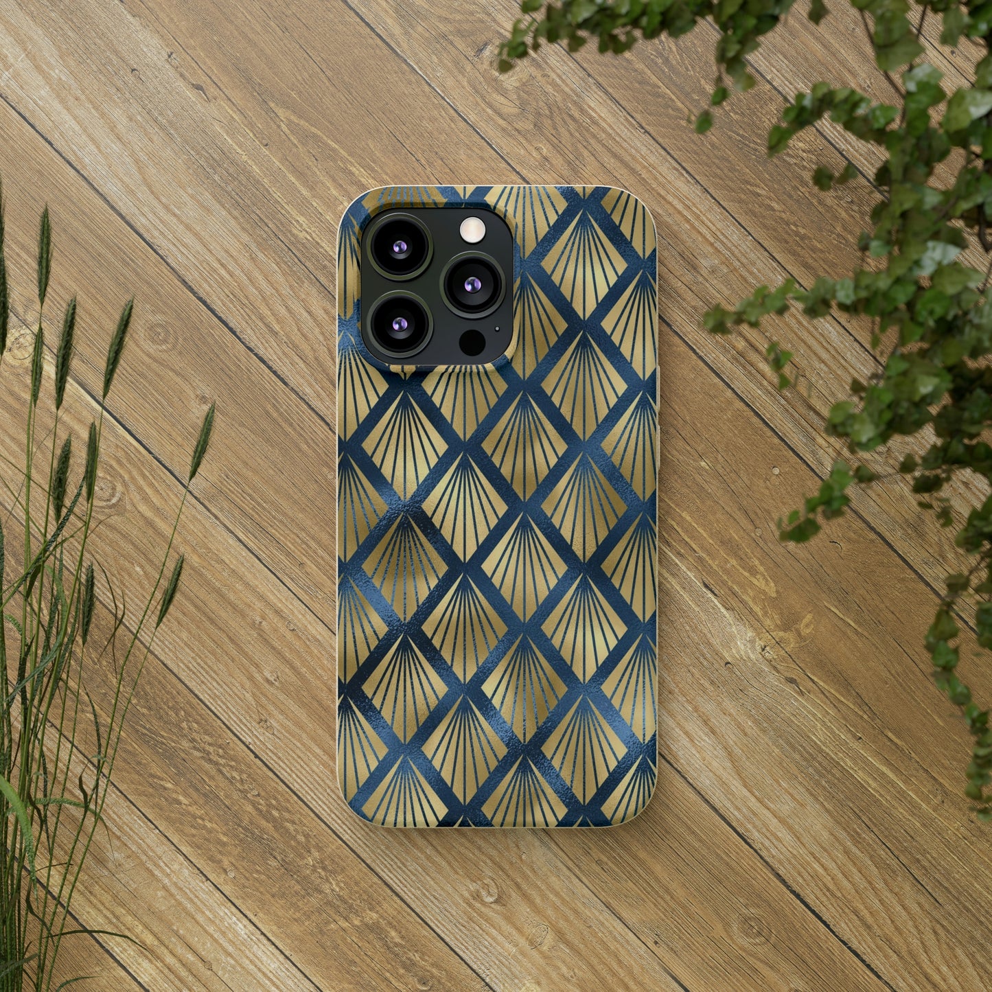 Blue and Gold Eco-Friendly Biodegradable Phone Case: Protect Your Device & the Planet"