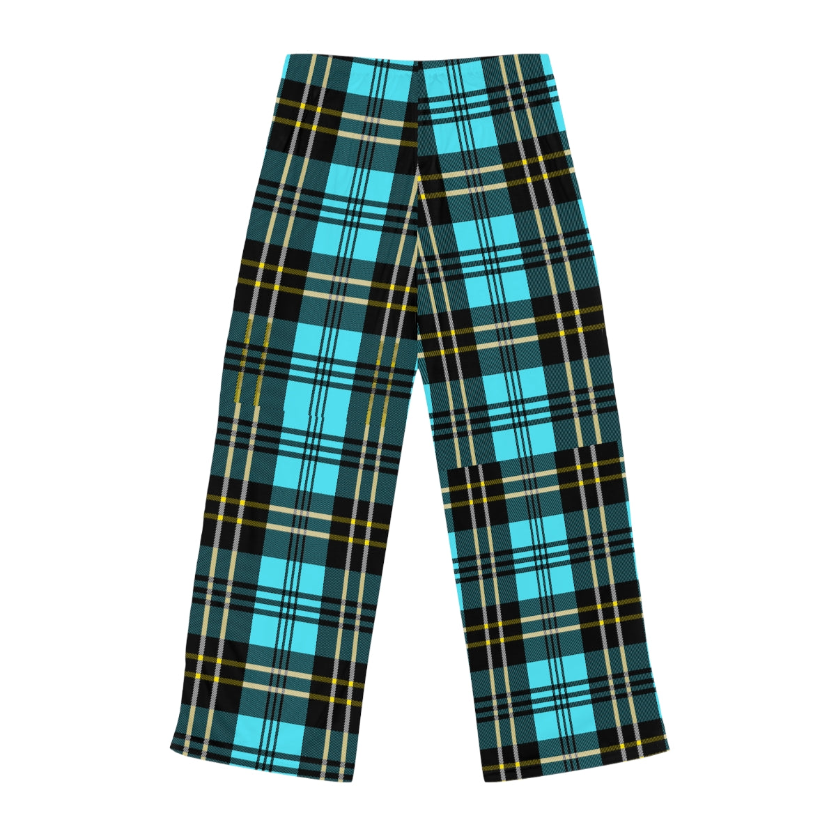 Women's Blue Check Pajama Pants Loungewear, Cute Lounge Pants Holiday