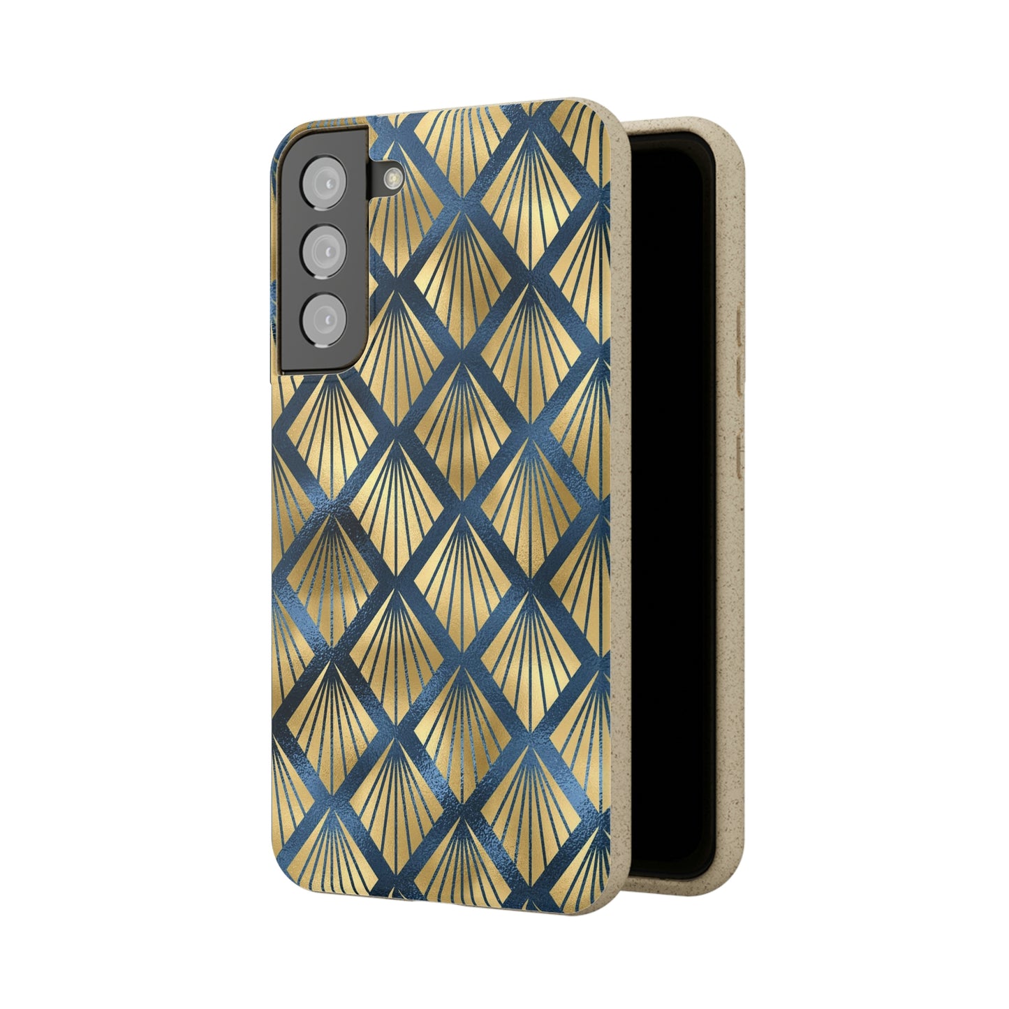 Blue and Gold Eco-Friendly Biodegradable Phone Case: Protect Your Device & the Planet"
