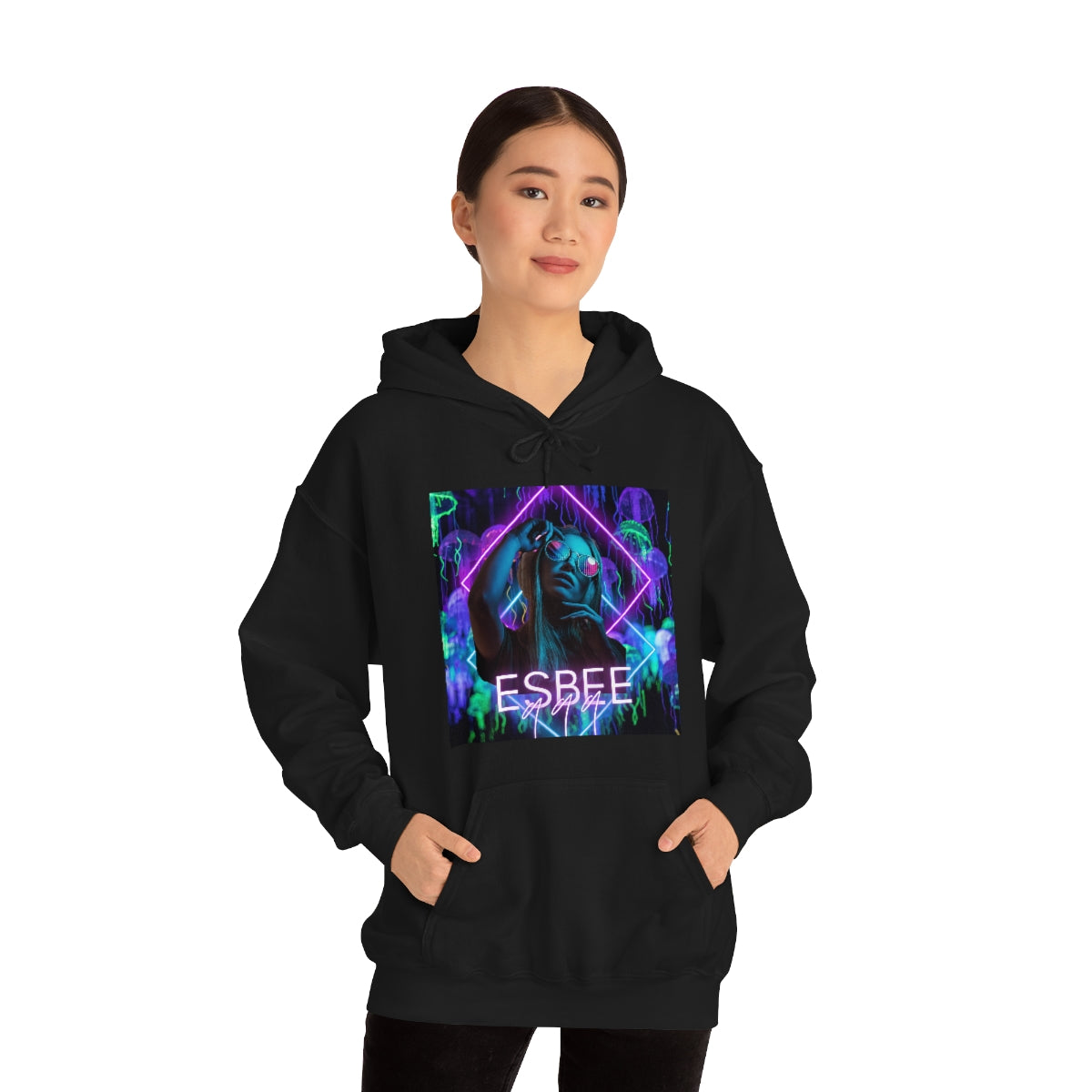 Surreal Graphic Hoodie Retro Y2k Holographic Neon Hoodie Sweatshirt 90's Trendy