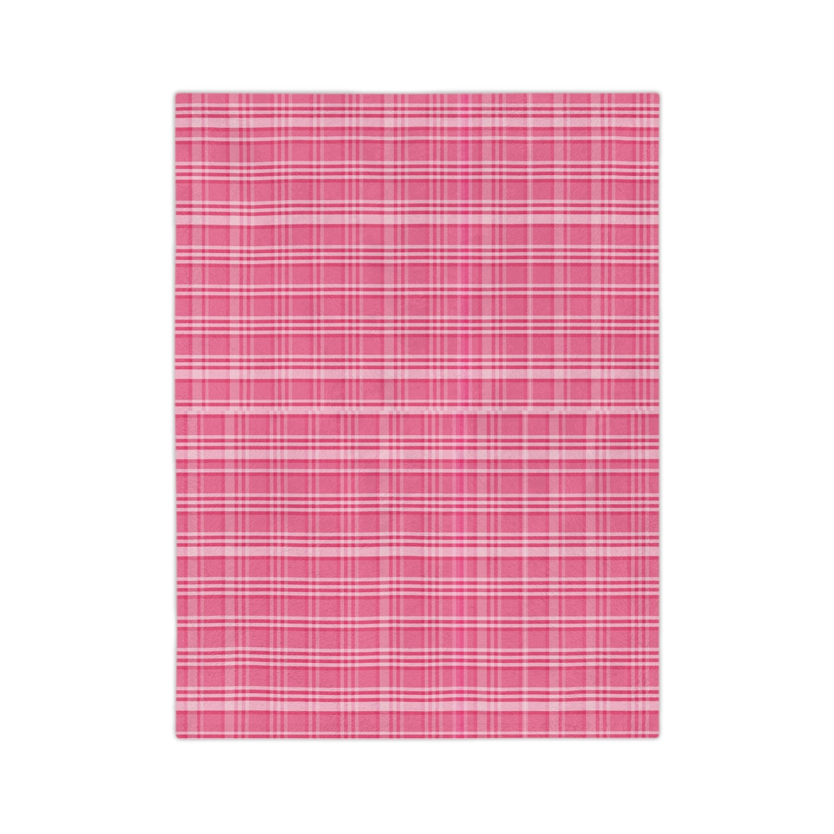 Pink Plaid Minky Throw Blanket Adult, Fleece Velveteen Blanket, Cute Plush