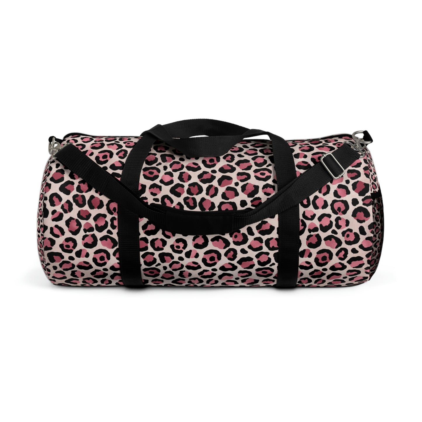 Pink Leopard Print Duffle Bag, Weekender Duffle Bag, Carry-on Travel Overnight Canvas Duffel Bag