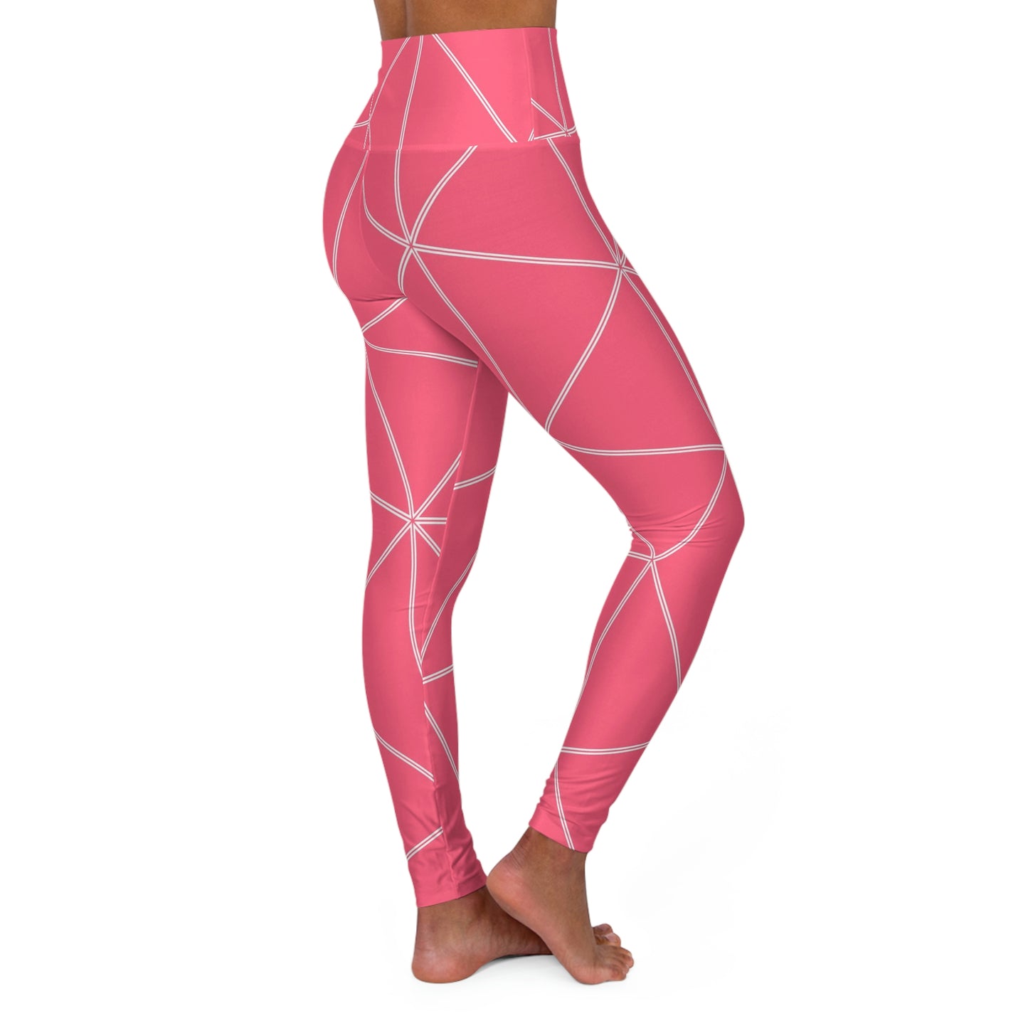 Women's Pink High Waisted Yoga Leggings, Workout Sportswear Plus Size Trendy Leggings