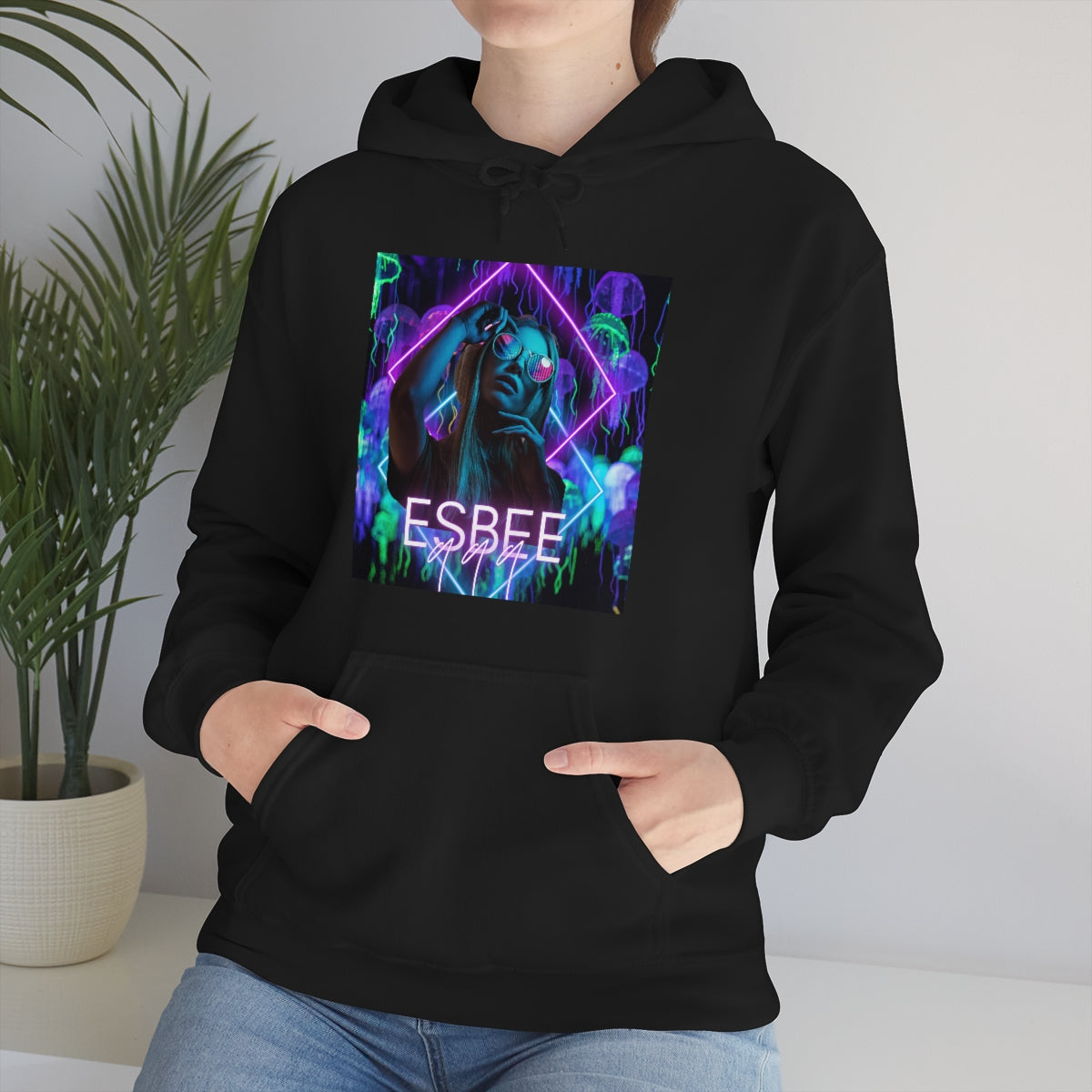Surreal Graphic Hoodie Retro Y2k Holographic Neon Hoodie Sweatshirt 90's Trendy