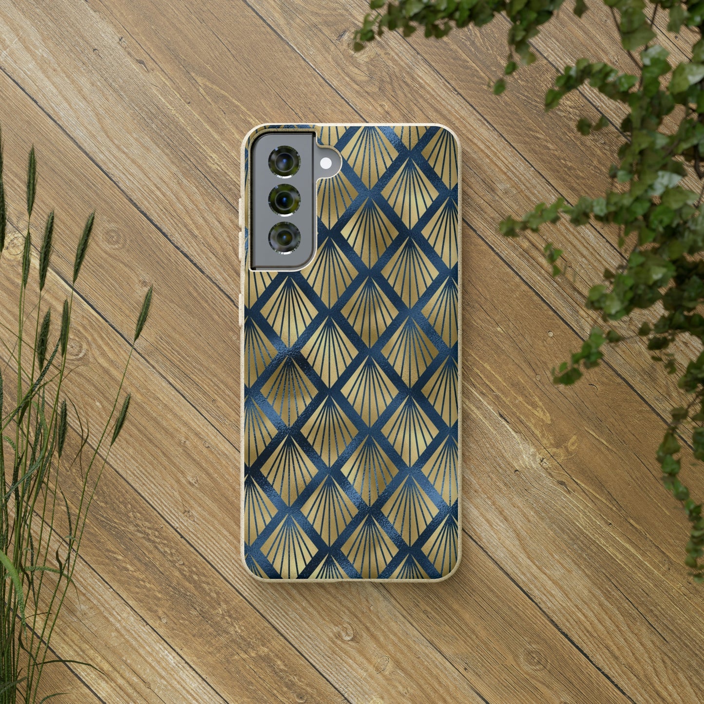 Blue and Gold Eco-Friendly Biodegradable Phone Case: Protect Your Device & the Planet"