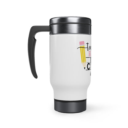 Teacher Travel Mug With Handle, Teacher Tumbler Cup, Teacher Life, Sublimation Stainless Steel Insulated Mug  14oz