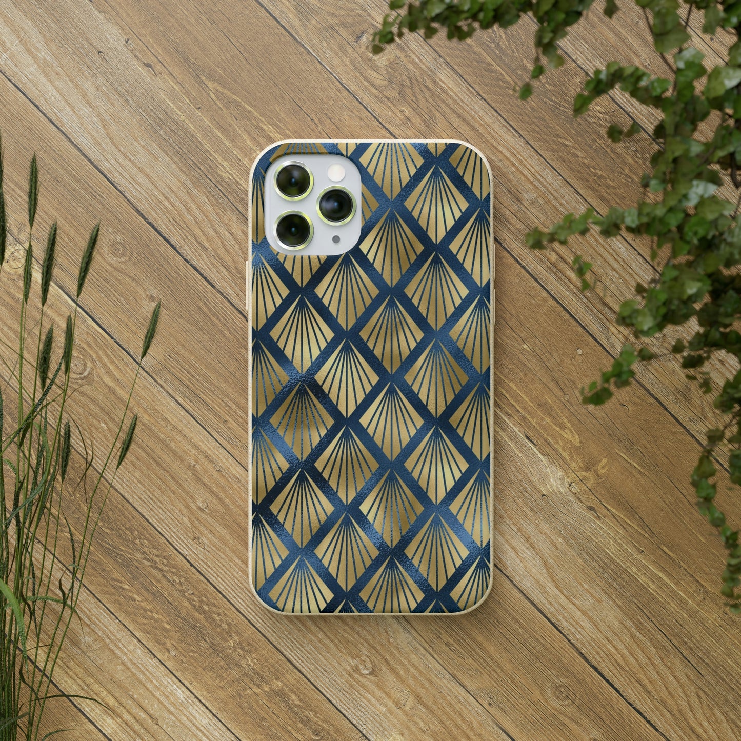 Blue and Gold Eco-Friendly Biodegradable Phone Case: Protect Your Device & the Planet"
