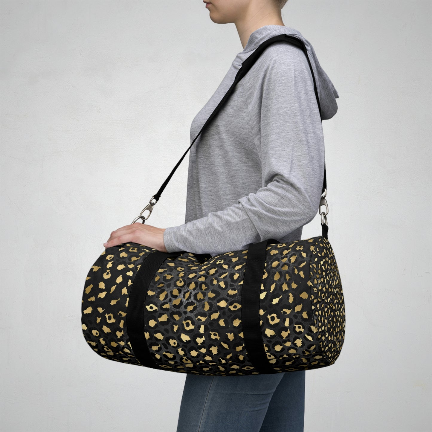 Leopard Print Duffle Bag, Weekender Duffle Bag, Carry-on Travel Overnight Canvas Duffel Bag