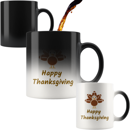 Color Changing Thanksgiving Coffee Mug Football Turkey Funny Coffee Mug