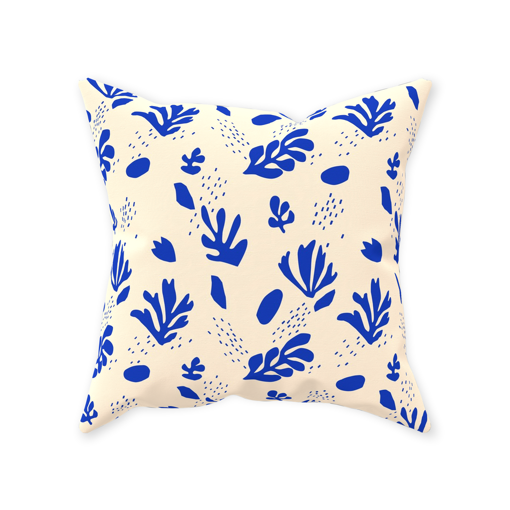 Floral Throw Pillows Matisse Art Throw Pillow Cover Cushion Blue and Creme