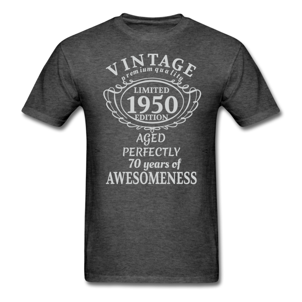 70th Birthday T-Shirt for Men Women Birthday Shirt Gift Funny Shirt - heather black
