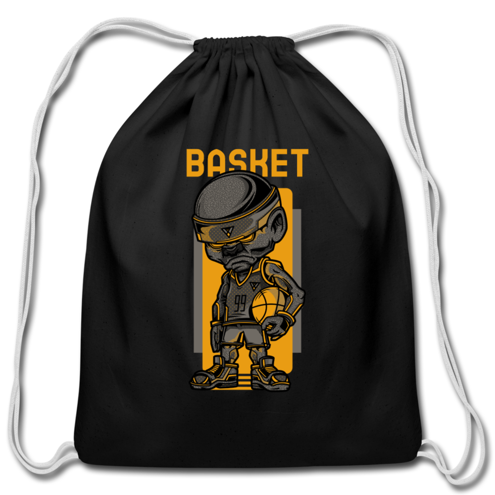 Basketball Cotton Drawstring Bag - black